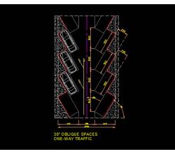 نقشه پارکینگ با زاویه پارک 30 درجه